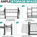 EVERHANGER Garden Tool Organizer Stand, Garage Tool Storage Organization, Yard Tool Racks with lockable wheels, Fit for Long-Handled Tools/Rakes/Brooms