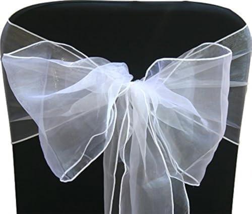 Elegant Organza Chair Sashes Sheer Fabric Sashes for Weddings, Parties, and Special Events – (Pack of 20 Pieces, White)