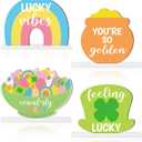 St. Patrick's Day Centerpieces - Lucky Charms Wooden Tiered Tray Signs Table Decorations, Cereal-sly Green Clover Detachable Table Topper for Home Kitchen Bedroom Irish Day Event Supplies