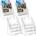 MaxGear Brochure Holder 4 Tier 6x9 inch Acrylic Literature Display Stand Clear Plastic Flyer Holder Wall Mount or Countertop Use for Pamphlets, Booklets, 4 Pack