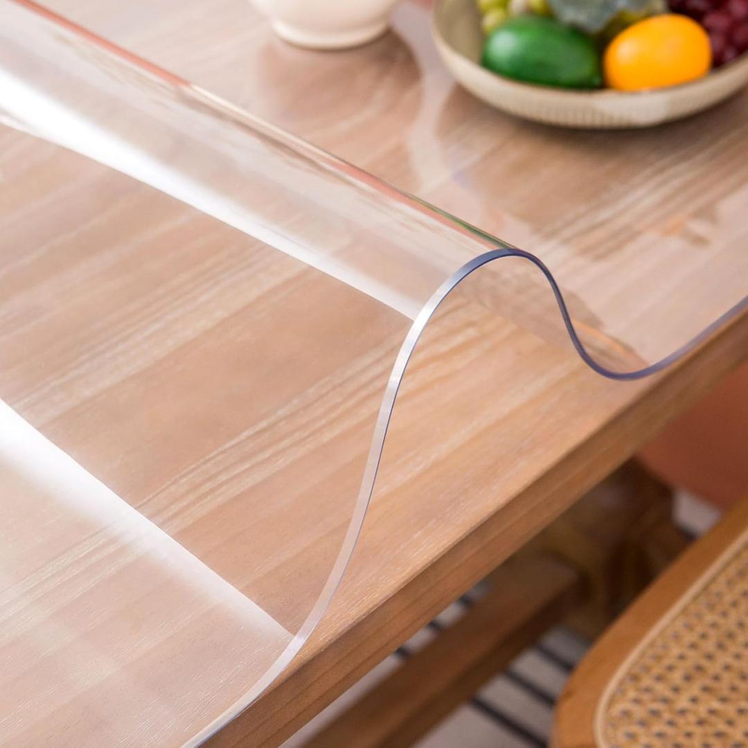 Clear Table Cover Protector, 24 x 55 Inch Clear Desk Mat, 1.5mm Thick Plastic Table Cover, Transparent Desk Cover, Desk Protector Mat for Desktop, Writing Desk