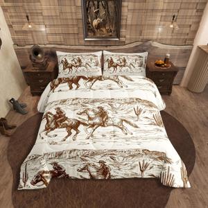 Erosebridal Western Comforter Set Twin Size Cowboy Bedding Set American Wild West Desert Hand Drawn Illustration Down Comforter Country Theme Bedroom Decor Duvet Set for Boys Men Teens 