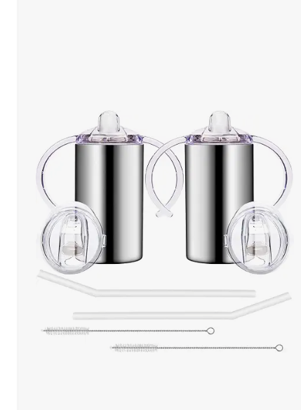 Vermida 12oz Stainless Steel Sippy Cups for Toddlers with Handles, Spill Proof Double Wall Vacuum Insulated Sippy Cups, Kids Straw Cups with Extra Lids for School, Outdoor, 2 Pack