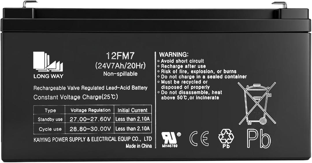 24v 7ah Battery for Ride on Toys car utv 12fm7 20hr 24 Volt Valve Regulated Sealed Lead-Acid Batter
