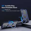 Compatible with Samsung Galaxy S25 Case 360 Invisible Ring Stand Magnetic Case [Compatible with Magsafe][Military Drop Protection] Anti-Fingerprint Shockproof Translucent Design for S25Navy Blue