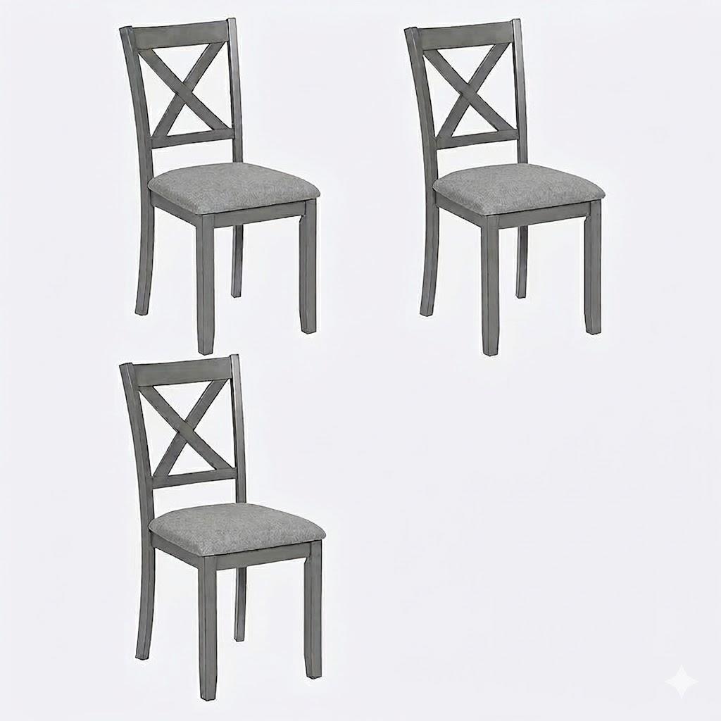 LOVMOR Dining Chairs Only Wooden Dining Chairs Set of 3 Kitchen Chair with Padded Seat Upholstered Side Chair for Dining Room Living Room Gray