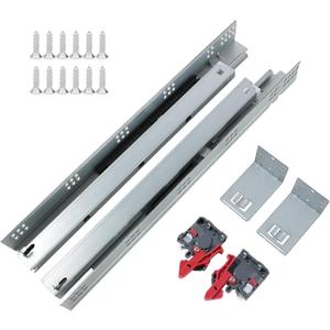 Undermount Concealed Soft Close Drawer Slides 15inch,6 Pairs Full Extension Drawer Glides Runners with Locking Device and Rear Mounting Brackets