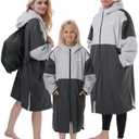 Owntop Swim Parka Adult Kids | Waterproof & Quick-dry | 2-Way Zipper | Oversized Hooded Changing Robe for Beach Pool, Size L