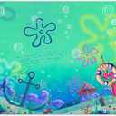 2D Digital Print 7x5ft Fabric Hawaii Under The Sea Cartoon Summer Aloha Seaweed Underwater Hand-Painted Blurred Style Photography Backdrop Kids Birthday Party Photo Props