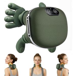 Neck and Shoulder Massager - Bionic Heated Massager, Cordless Portable Electric Shiatsu Massager, Deep Tissue 4D Kneading Massage, Simulated Human fingers Design for Pain Relief and Muscle Relax (Green)