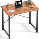 DUMOS 32 in Small Computer Desk for Home Office, Modern Study Work Table Simple Style for Bedroom, Writing Desks with X-Shaped Reinforcement, Rust (Wood Brown)