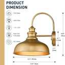 zeyu 2 Pack Industrial Wall Light, 11 inches Barn Light Fixture, Hand-Painted Gold Finish, 02A390-2 AG