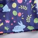 Easter Scrub Tops Women Stretchy Vneck Short Sleeve Cute Bunny and Eggs Printed Nurse Working Uniforms with 2 Pockets (Blue, M)