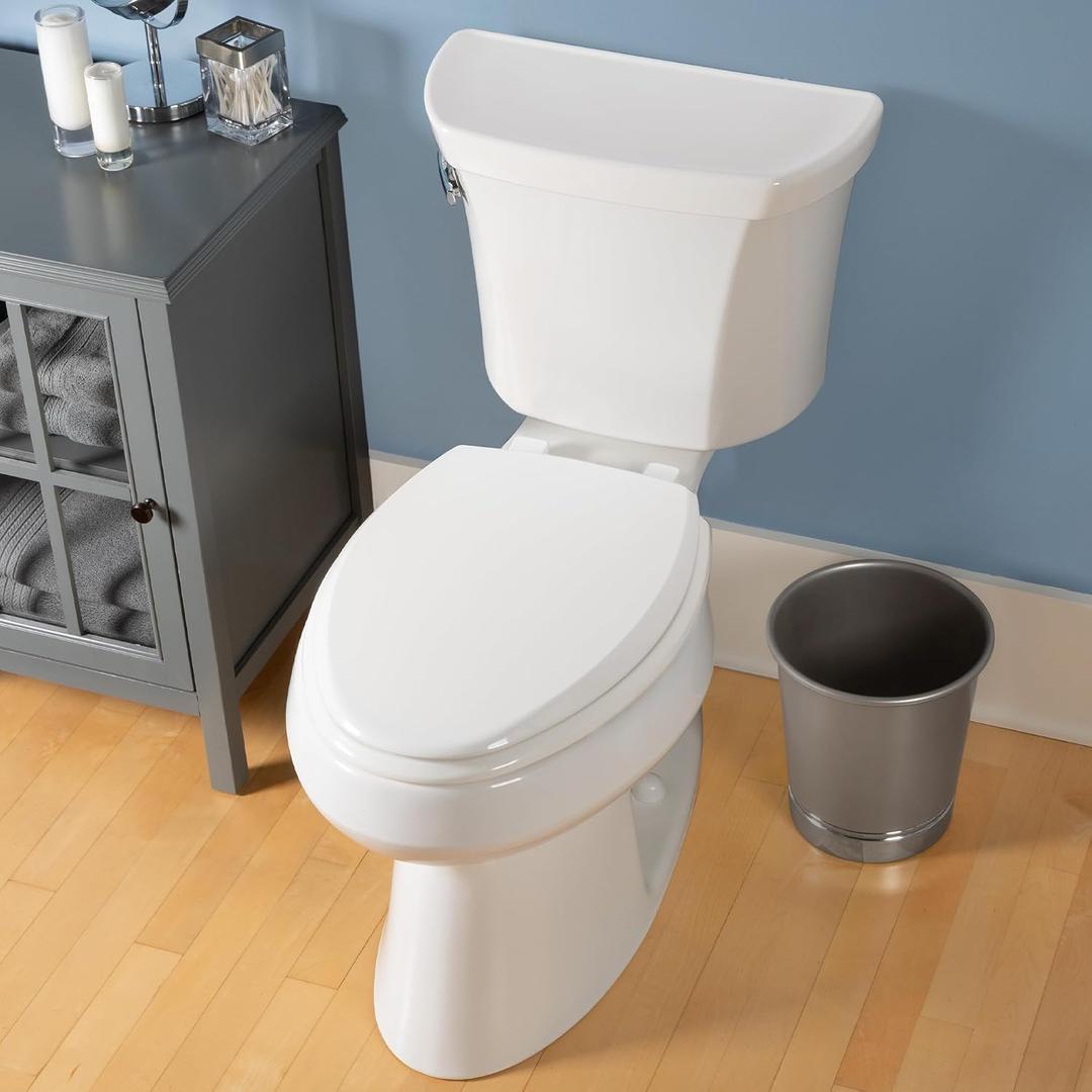  Slow Close Toilet Seat, Easy Clean, Non Slip Premium Wood Seat, Easy Install, Made in USA, Round, Bone