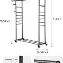 Heavy Duty Metal Clothes Rack, Easy Assembly Hanging Rack with Rolling Wheels, Portable Garment Rack for Bedroom, Laundry Room, Living Room (Black (Double Rod), 51.2" W x 19.7" D x 65" H)