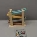 Joyreal Montessori Toddler Toys for 1 2 Year Old - 4 Level All-Wooden Car Ramp Racer Toys with 4 Mini Cars & Garages - Christmas Birthday Gifts for 1-3 Year Old Boys and Girls