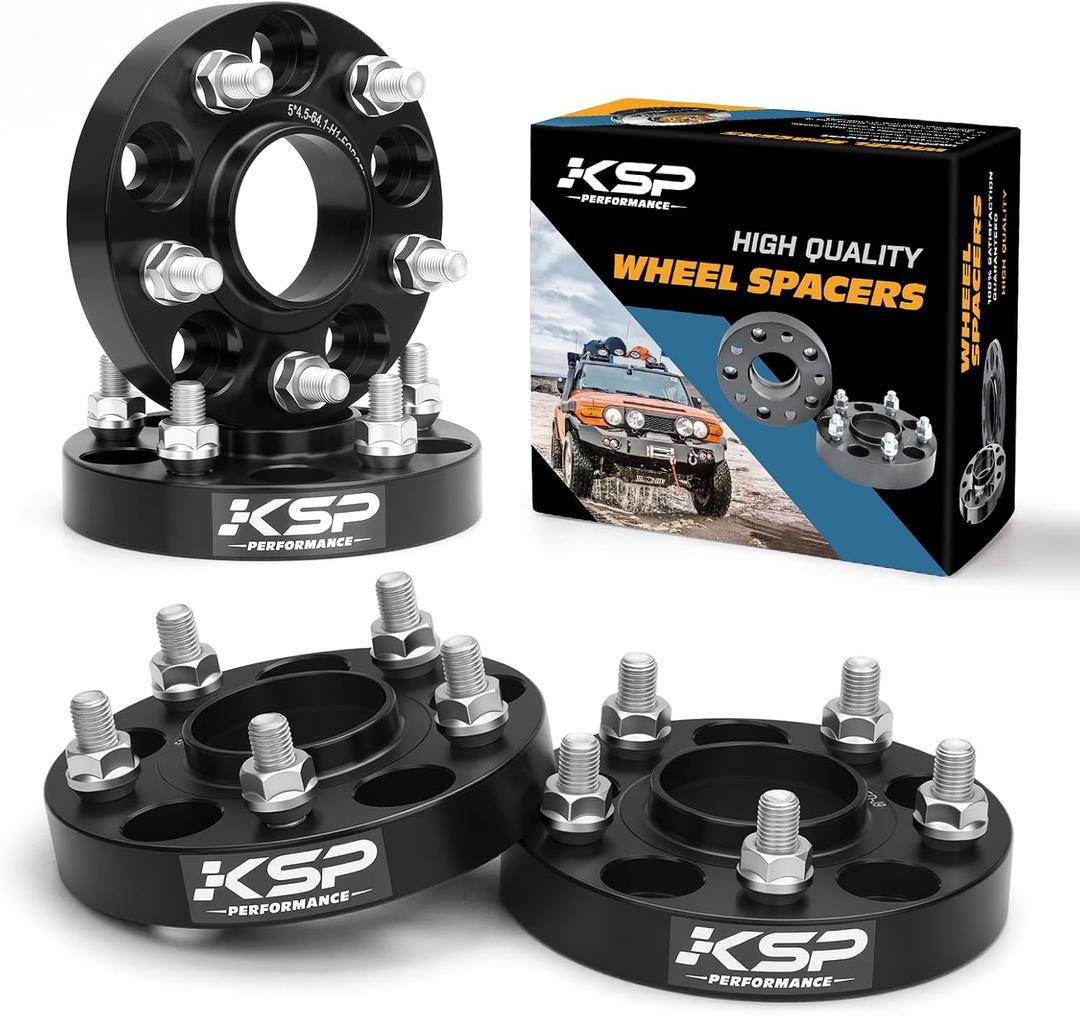 KSP 5x4.5 25mm Wheel Spacers for Hon-da Civic Accord Element CR-V & Acura MDX TLX TSX ILX RSX CL, 1 Inch 5x114.3mm Hubcentric Forged Spacers 64.1mm Bore M12x1.5 Studs 5-Lug Wheel Spacer Kit (4pcs)