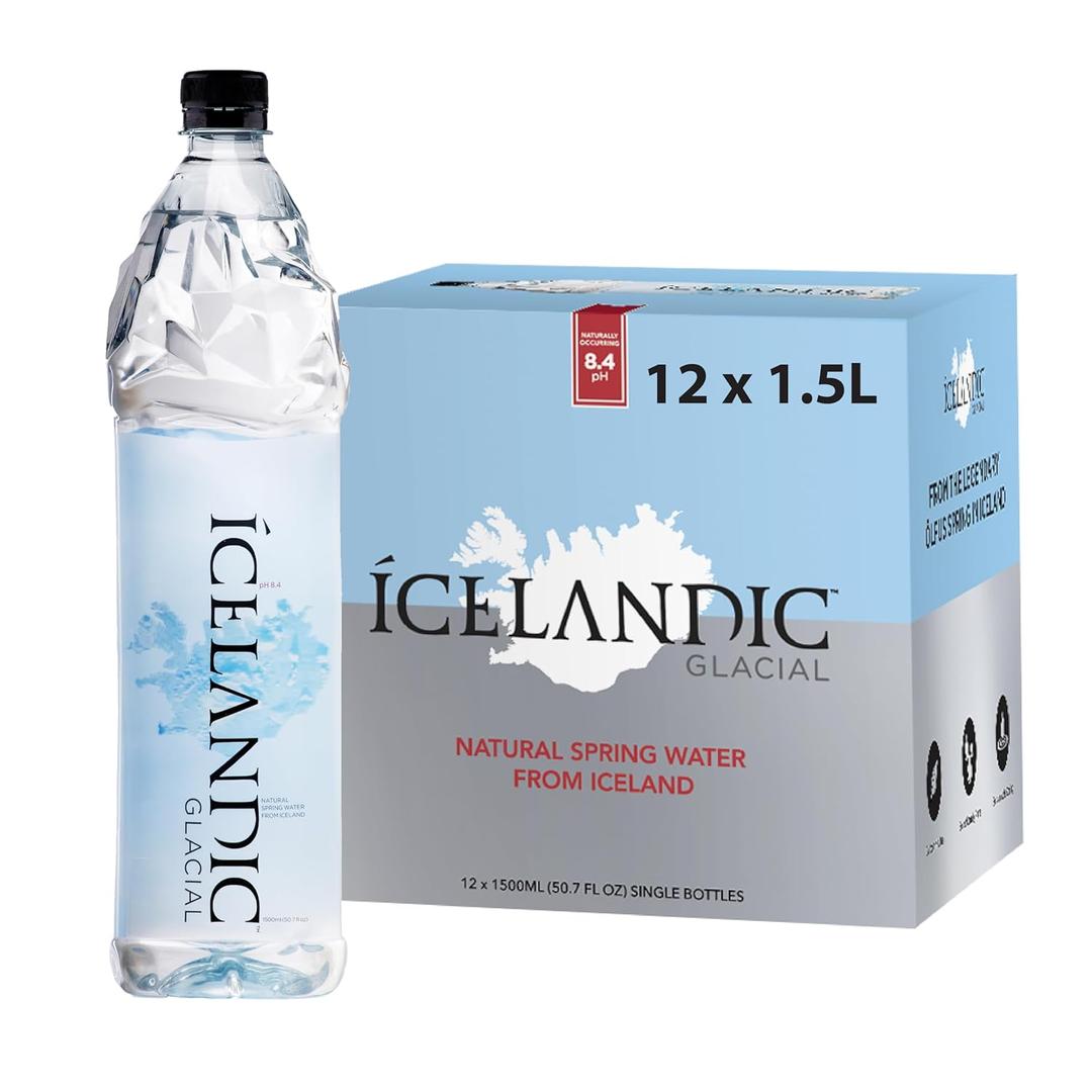 Icelandic Glacial Natural Spring Alkaline Water, 50.7 Fl Oz (Pack of 12), Best By: 18 February 2027