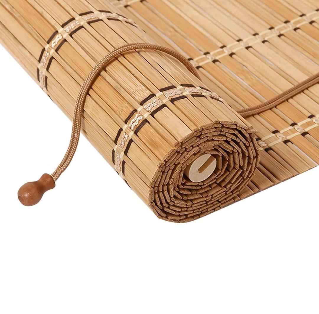 BAYUE Bamboo Blinds, Roll Up Window Shades with Light Filtering for Home, 48"L x 28"W, Carbonized Color