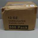 Coffee Cups 12 oz 500 Pack, Corrugated Insulated Ripple Wall Disposable Paper Coffee Cups 12oz, To Go for Hot Beverage or Cold Drinks Office/Home/Cafe/Party/Travel (Gray)