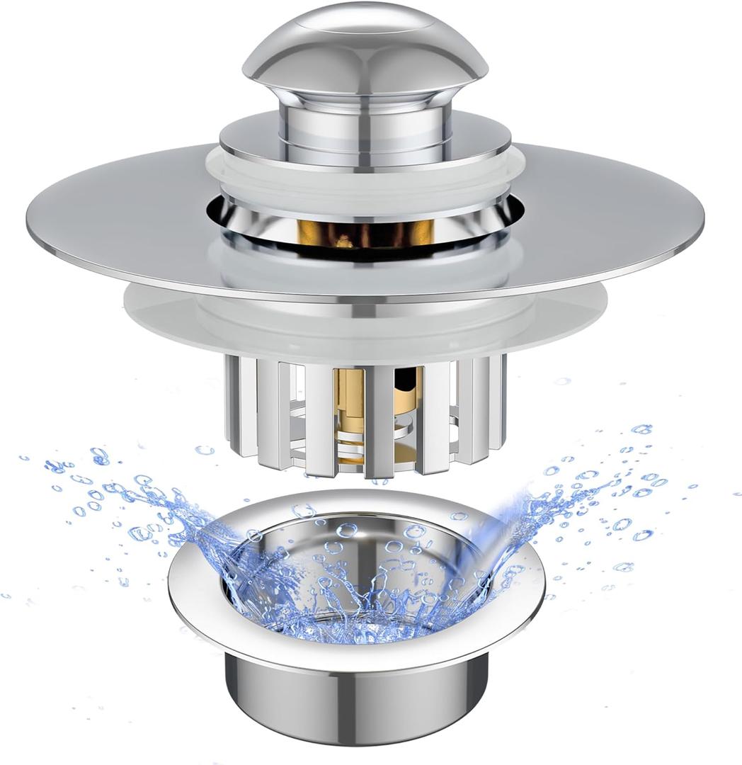 Bathtub Drain Stopper,Pop Up Tub Stopper Plug Cover with Shower Drain Hair Catcher,Separate Filter Basket for Easy Cleaning and Anti-Clogging,Uniersal for 1.4-1.9in Hole