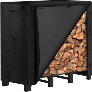 Amagabeli 4ft Firewood Log Rack with Cover Outdoor Heavy Duty Firewood Rack With Weather Resistant 600D Oxford Fabric Cover Indoor Outdoor Wood Racks for Fire Wood Holder