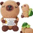 Fungi Fun Crochet Capybara Plush with Turtle  Emotional Plush with Motivational Card, Cute Capybara Crochet Doll Decor, Fun Gift for Women and Adults, Therapist Gifts, Positive Uplifting Gift