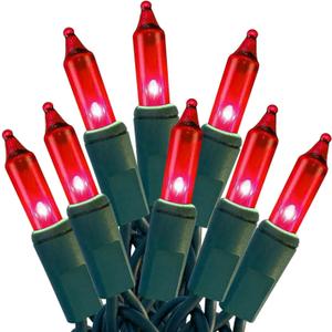 HISHINY Christmas Lights 100 Count Red Christmas Tree String Lights with Green Wire for Outdoor Indoor Christmas Decorations Wedding Decorations Valentines Day Decor,UL Certified (21feet)