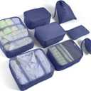 8 Set Packing Cubes for Suitcases Travel Luggage Packing Organizers,Travel Essentials Accessories Luggage Organizer with Shoe Bag Tioletry/Laundry BagDark Blue