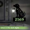 Solar House Numbers for Outside,YY Gardenia Metal Dog Address Signs for Houses with Glow in the Dark,Outdoor Decorative for Garden,Lawn,Patio,Pathway