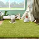 Ophanie Green Rugs for Living Room 5x8, Grass Shag Fluffy Large Fuzzy Plush Soft Carpets, Floor Shaggy Area Rugs for Bedroom, Carpet for Kids Boys Girls Dorm Nursery Home Decor Aesthetic