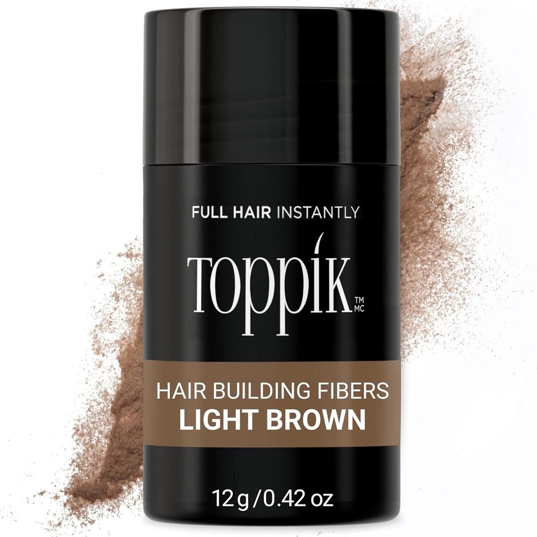 Toppik Hair Building Fibers, Fill In Fine or Thinning Hair Instantly Thicker, Fuller Looking Hair (0.42 Ounce (Pack of 1), Light Brown)