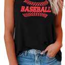 Baseball Tank Top Women Heart Print Baseball Tanks Workout Graphic Vest Top (Gray, L)
