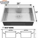 VCCUCINE 28x18 Inch Drop in Kitchen Sink 16 Gauge Top Mount Handmade T304 Brushed Nickel Kitchen Sink,Stainless Steel Single Bowl Workstation Topmount Overmount Sink with Strainer
