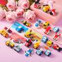 JOYIN 24 Pcs Valentine's Day Mini Truck Building Blocks with Cards, Small Fire Truck, City Police Car, Construction Vehicle for Kids, Valentines Day Gift Exchange, Classroom Party Favor Prize