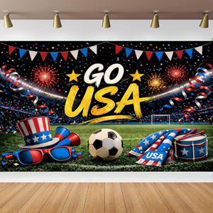 2 x Team USA Soccer Decorations Banner, USA Decorations, American Football Themed Decor, American Soccer Themed Decorative Banner for US Party Decorations, 71 x 43 Inch