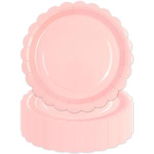 7 inch Pink Paper Plates 50 Pcs Dessert Plates Dinner Tableware Party Supplies For Birthday Picnic Party Decoration
