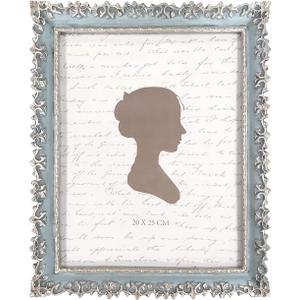 AELS 8x10 Inch Vintage Picture Frame, Elegant Antique Photo Frames with Glass Front, Photo Display, Tabletop Wall Hanging, Gift Ideas, Vine Pattern, Silver & Light Blue