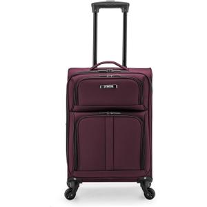 U.S. Traveler Anzio Softside Expandable Spinner Luggage, Burgundy, Carry-on 22-Inch