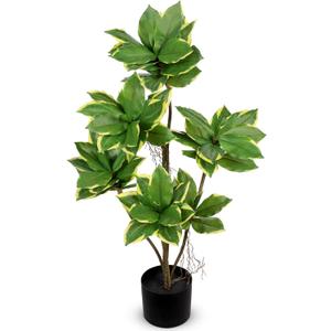Artificial Tree 2.95Ft Faux Agave Plant Fake Tropical Yucca Palm Tree with 6 Heads in Pot Fake Dracaena Plants Tree for Home Decor Modern Office House Decoration Housewarming Gift Green