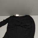 REORIA Women's Sexy Round Neck Long Sleeve Trendy Front Twist Knot Sheer Mesh Ruched Going Out Bodysuits Tops (Large, Black)