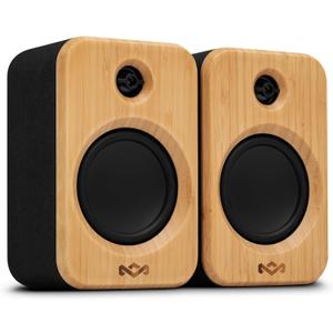 House of Marley Get Together Duo 2 Bluetooth Bookshelf Speakers, Hybrid Wired + Wireless Design, 25Hr Playtime, Upgraded Marley Signature Sound, RCA & AUX Inputs, Bamboo & Rewind Fabric