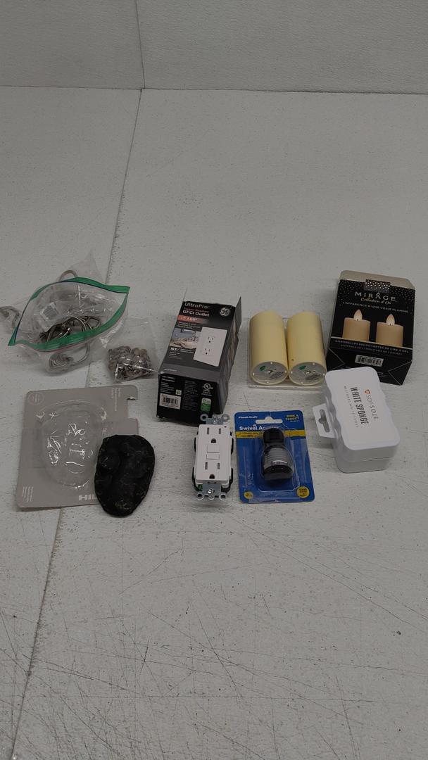 Home Mixed Items 6 Pack Key Hider, Candles, Swivel Aerator, Outlet, White Sponge, Hangers, Clips