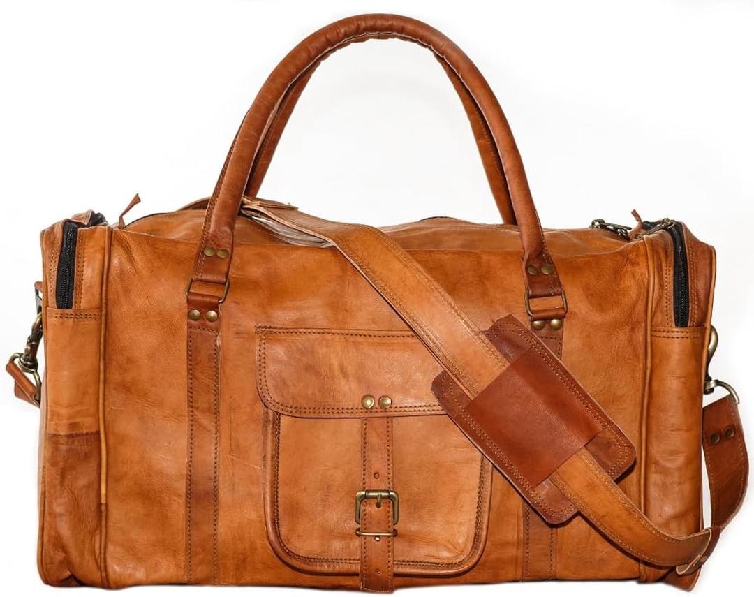 Handcrafted 21” Vintage Brown Genuine Leather Duffle Bag - Versatile for Men and Women | Ideal for Travel, Sports, Gym, and Weekend Getaways | Stylish Carry-On for Overnight Adventures