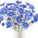 6PCS Blue Silk Cosmos Flowers 24'' Wild Flowers Artificial Fake Flowers Arrangement for Wedding Party Kitchens Home Decoration(Blue)