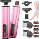 Upgraded Electric Foot Callus Remover, Rechargeable Electric Foot File for Cracked Heels, 9 Speeds Dead Skin Callus Remover, Cordless Electric Nail Drill File Pedicure Tools with Sandpaper Discs, Pink