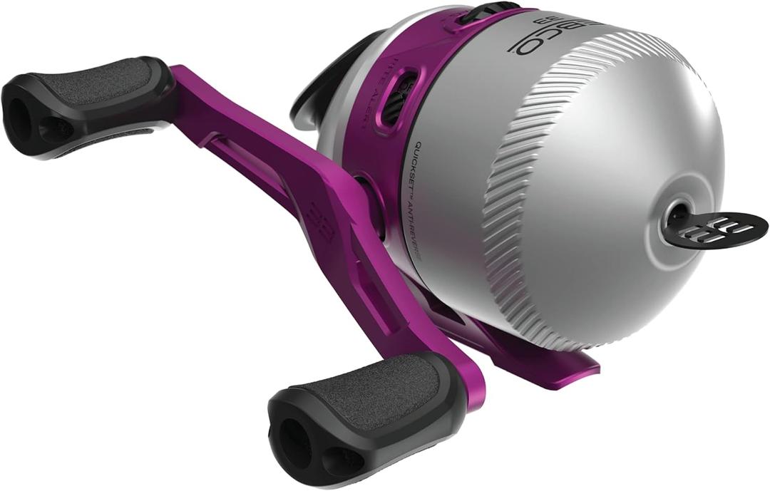 Zebco 33 Spincast Fishing Reel, Size 30 Reel, Changeable Right- or Left-Hand Retrieve, Built-in Bite Alert, Durable All-Metal Gears, Pre-Spooled with 10-Pound Zebco Cajun Fishing Line, Silver/ Pink