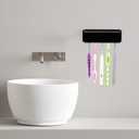 5 Slots Wall Mount Toothbrush Holder with Cover, Self Adhesive Toothbrush Storage Organizer for Shower, Toothbrush Hanger for Bathroom, Medicine Cabinet, Dorm (Black)