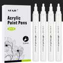 SFAIH White Paint Markers Pens - 4 Pack 2-3MM Medium Tip Acrylic White out Markers for Rock Painting, Wood, Metal, Fabric, Plastic, Canvas, Glass, Ceramic, Diy Crafts, Drawing, Tire, Correction