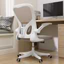 Monhey Office Chair Ergonomic Desk Chair with Lumbar Support&Headrest&Flip-up Arms Height Adjustable Rocking Swivel High Back Computer Chair Warm Taupe Mesh Study Chair (01Khaki)